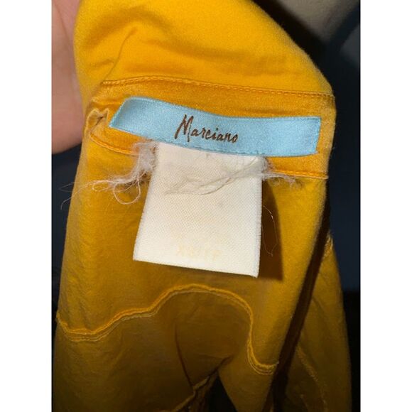 Marciano Women's Yellow Button Up Short Sleeved Corset Blouse Ribbon Tieback XS - Picture 6 of 6